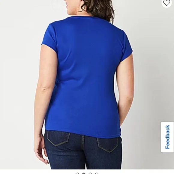 NWOT | Liz Claiborne Womens Crewneck Short Sleeve T-Shirt | Royal Blue - Picture 2 of 5